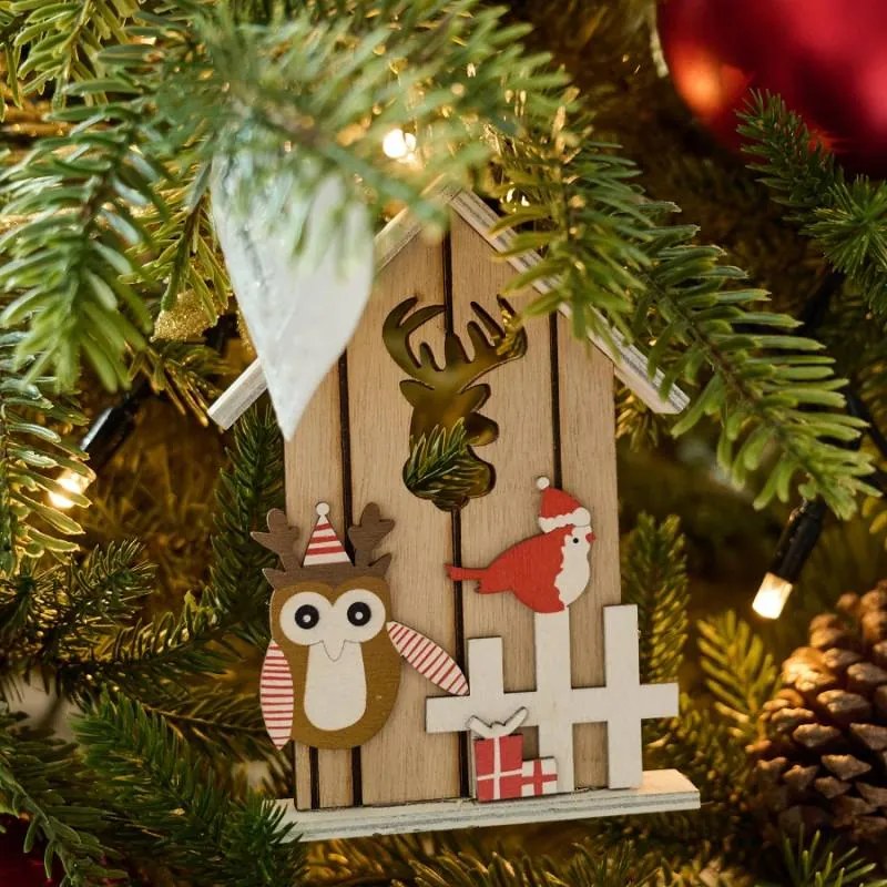 DECOLED Drevená dekorácia, domček, 15,5x11,3 cm