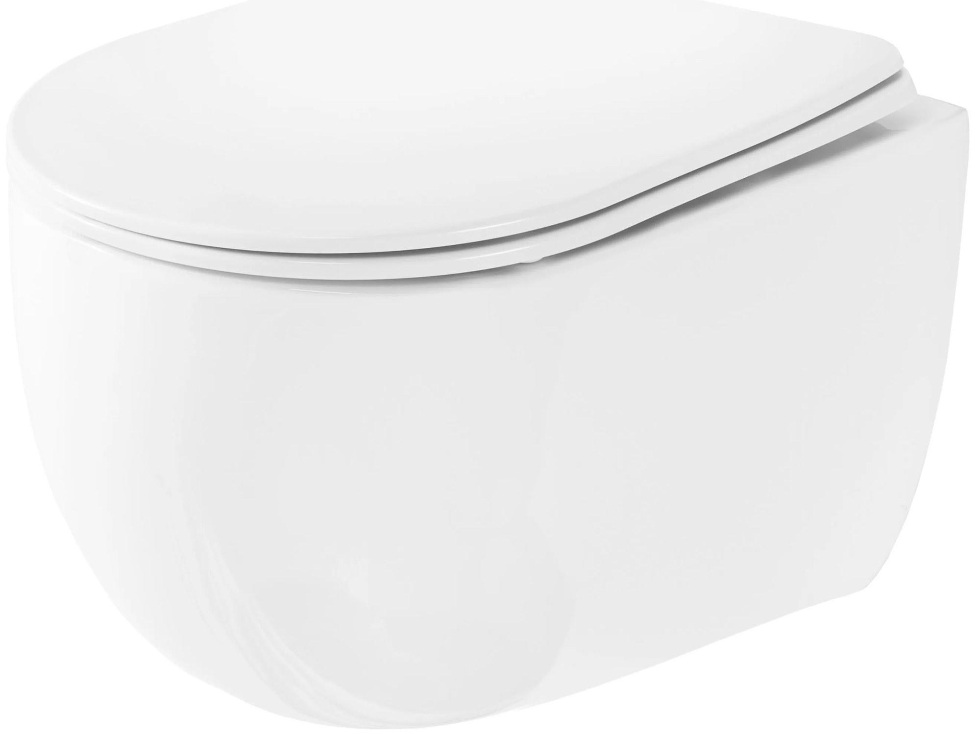 Rea Oliver, závesná WC misa Rimless s toaletným sedadlom s pomalým dopadom, biela, REA-C6509