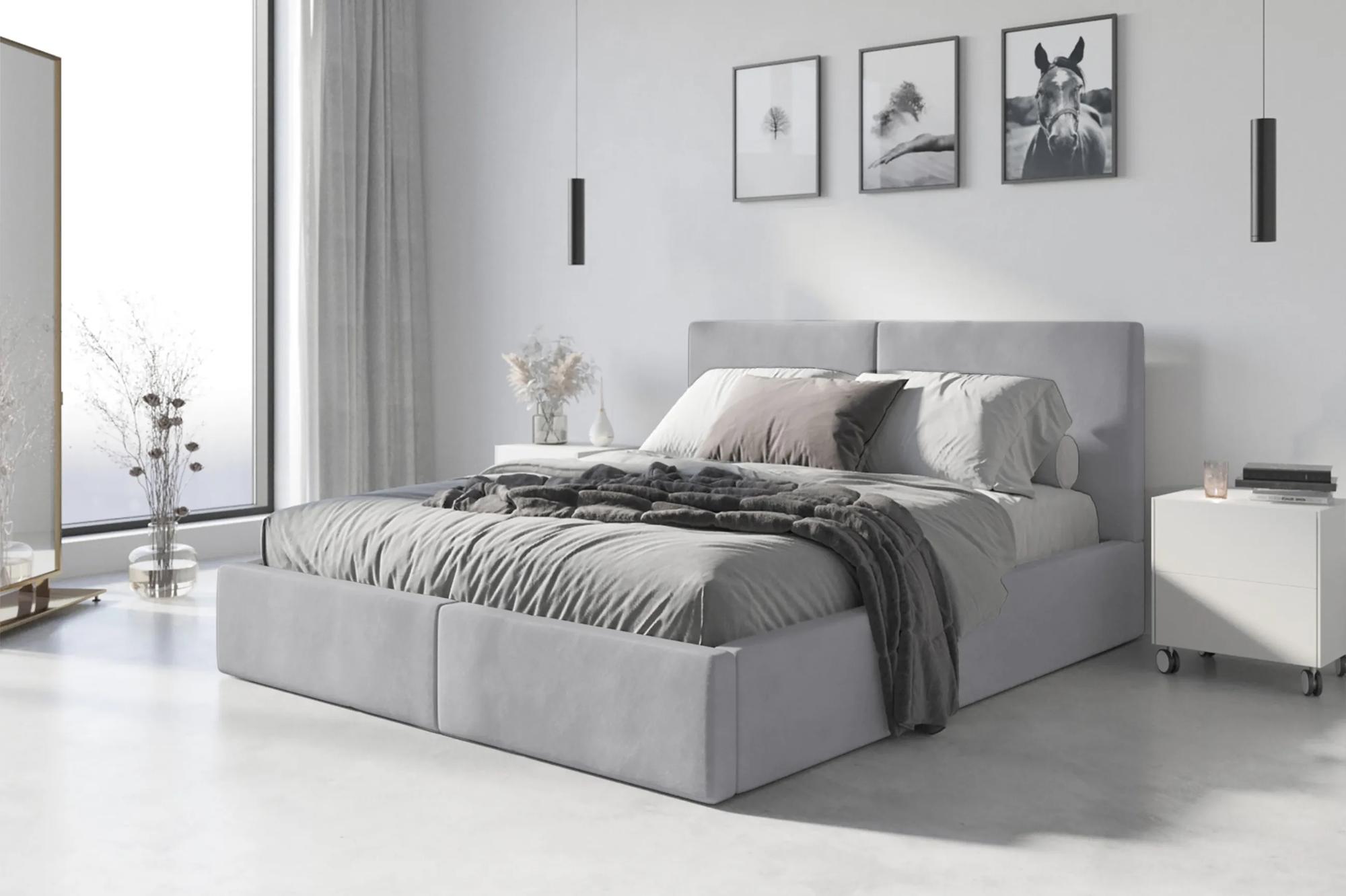 BMS GROUP Čalúnená posteľ HILTON 180x200cm výklopná sivá