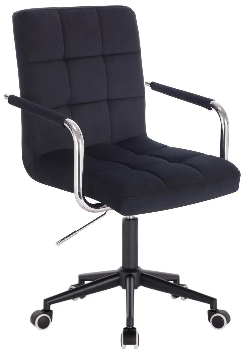 LuxuryForm DESIGN Stolička VERONA VELUR na čiernej podstave s kolieskami - čierna