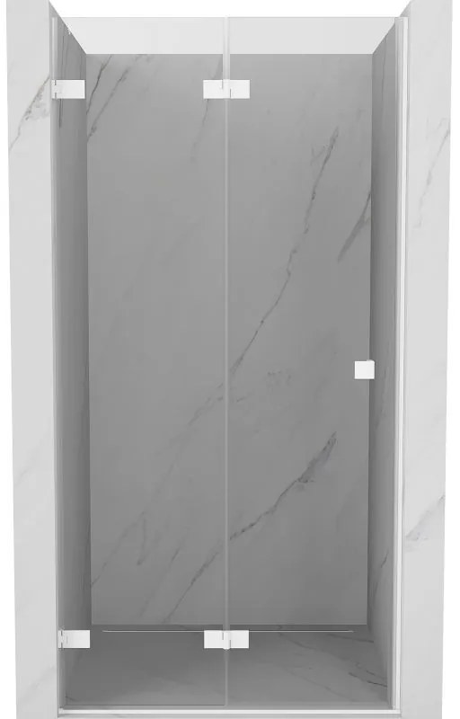 Mexen, Mexen Lunar-F skladacie ľavé sprchové dvere 60 cm, transparentné, biele - 836-060-000-20-00-L