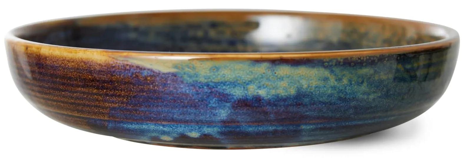 HK living Hlboký keramický tanier Rustic Blue 19 cm