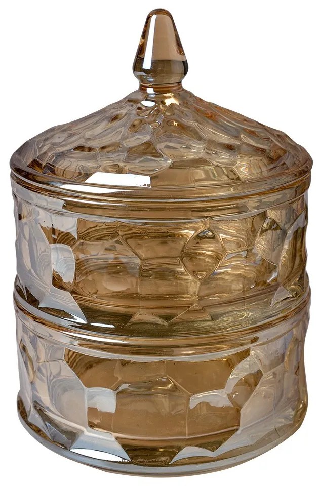 Hnedá sklenená dóza s viečkom na cukríky - Ø 13*18 cm