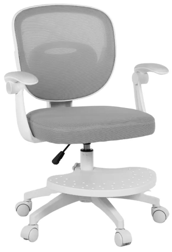 Detská otočná stolička Neoseat JUNI 008 s podnožou — látka, sivá