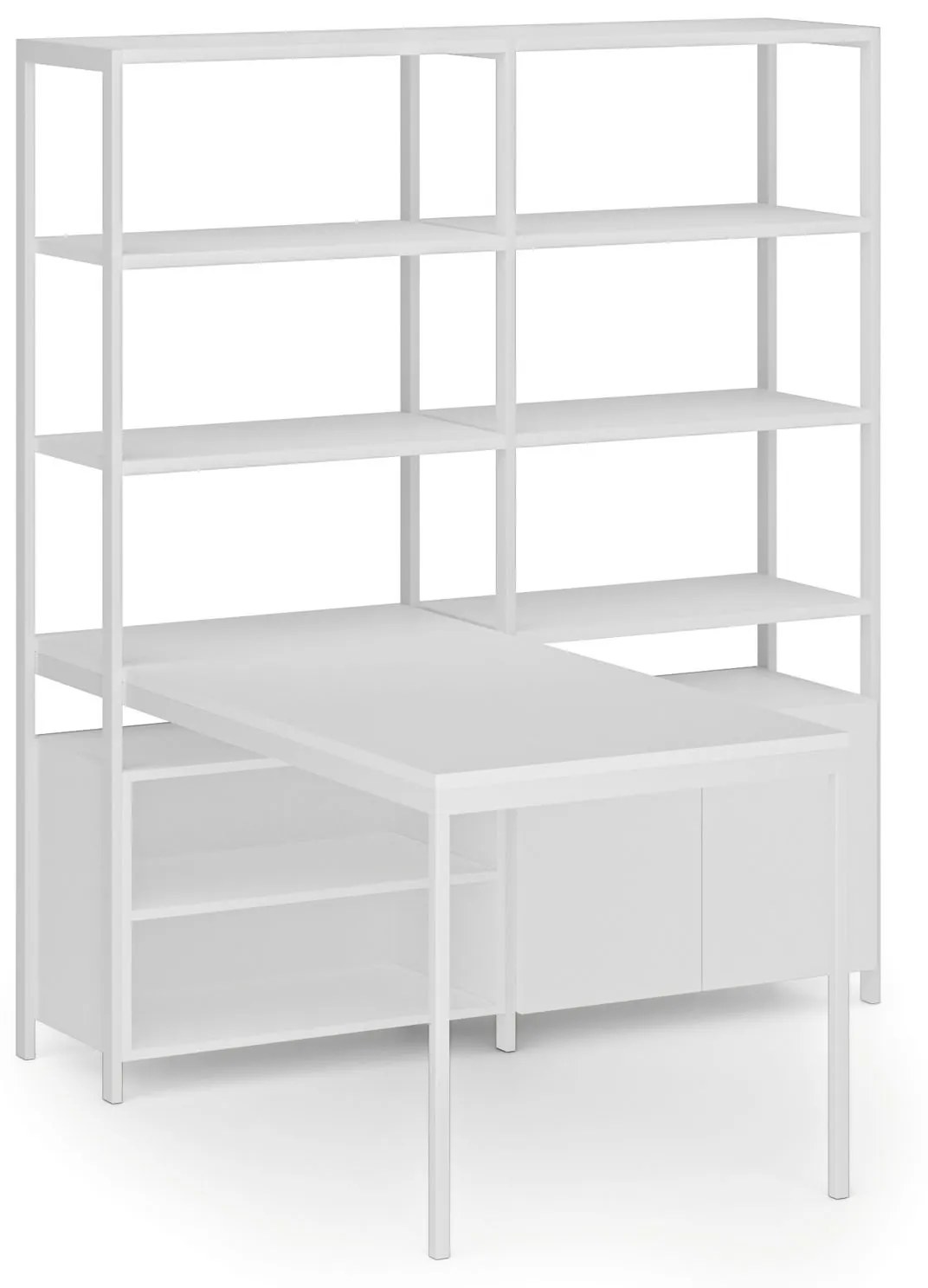 Zostava HOME OFFICE s policami, biela