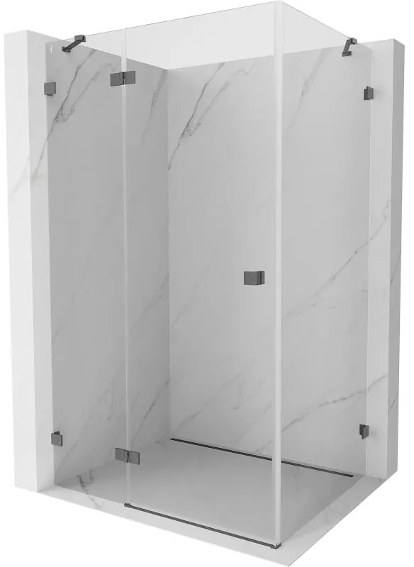 Mexen Lunar, výklopný sprchový kút ľavý 100 x 80 cm, 8mm číre sklo, pištoľovo sivý kartáčovaný - 834-100-080-66-00-L