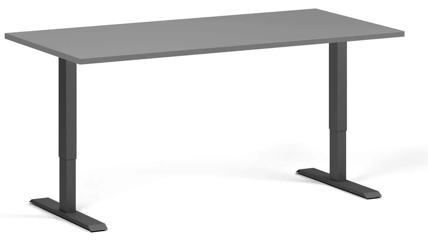 Výškovo nastaviteľný stôl, 160x80 cm, 1 motor, čierna podnož, grafit