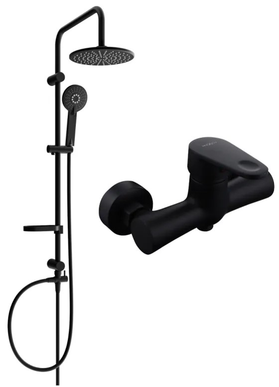 Mexen Carl sprchový set s dažďovou sprchou a sprchovou batériou Kama, čierna matná, 72540240-70