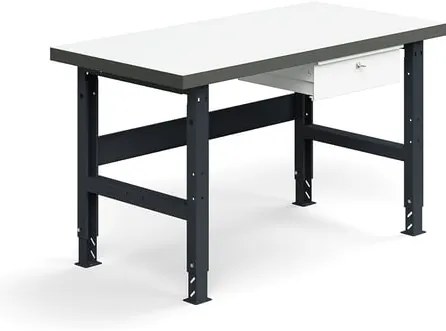 Dielenský stôl TRUST, so zásuvkou, 1500x760mm, 600 kg, vysokotlaký laminát