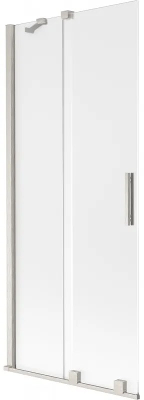 Mexen Velar, 2-krídlová posuvná vaňová zástena 85 x 150 cm, 8mm sklo námraza, brúsená oceľ, 896-085-000-31-97