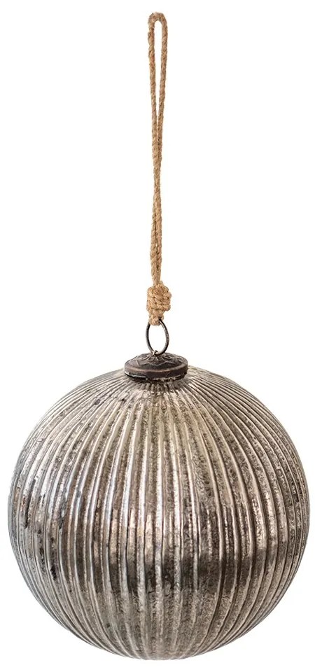 Strieborno čierna vianočná sklenená ozdoba guľa XL - Ø 20*20 cm