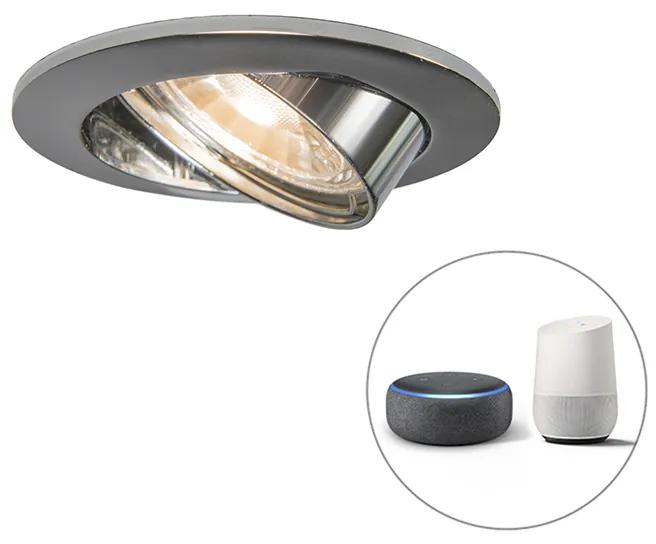 Inteligentné zapustené bodové svetlo oceľ s nastaviteľným uhlom vrátane Wifi GU10 - Edu