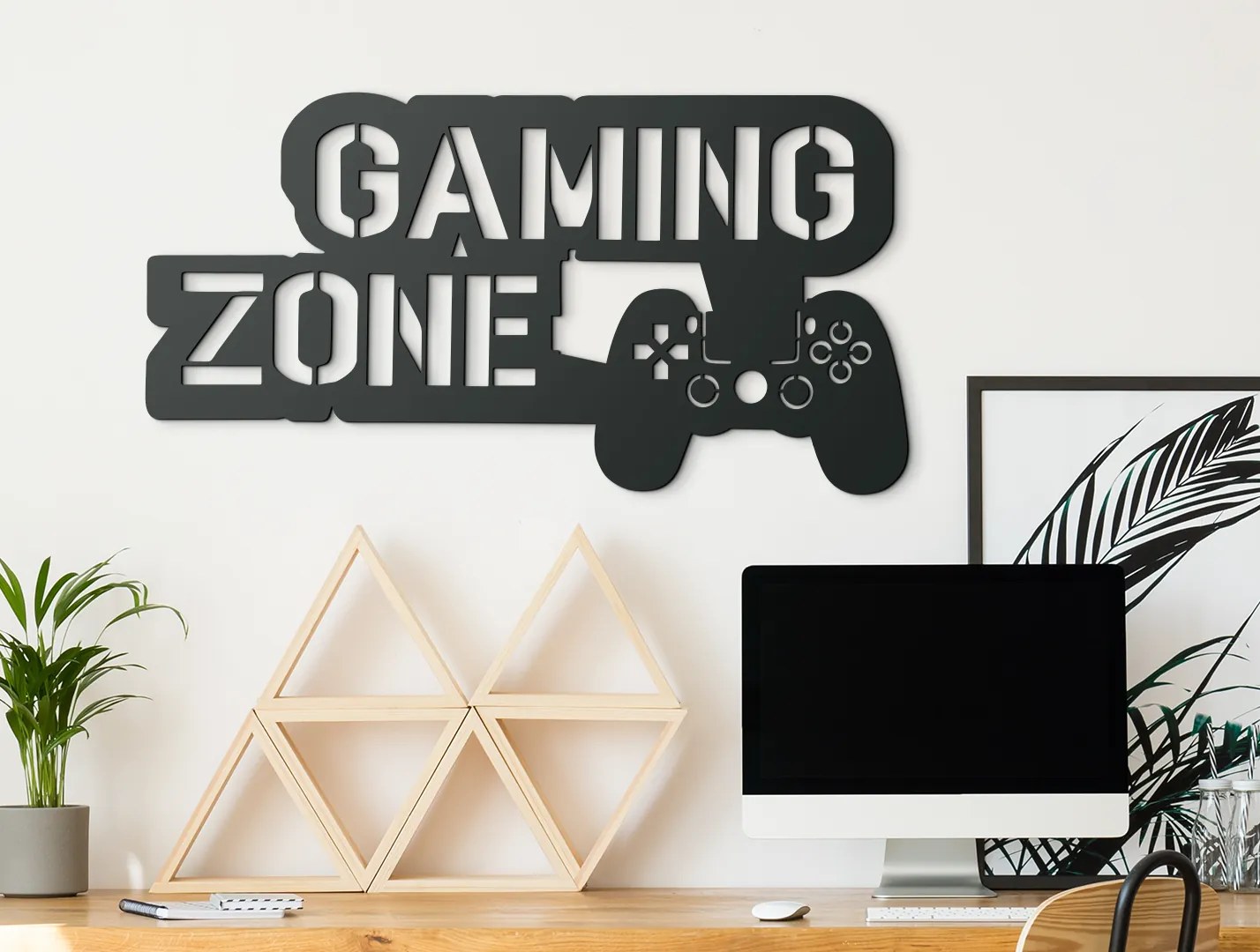 drevko Detská nálepka na stenu Gaming zone Rozmer obrazu: 23,5 x 44,5 cm, Farba dekorácie: Čierna