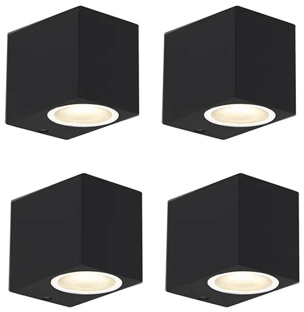 Sada 4 moderných nástenných svietidiel čiernych IP44 - Baleno