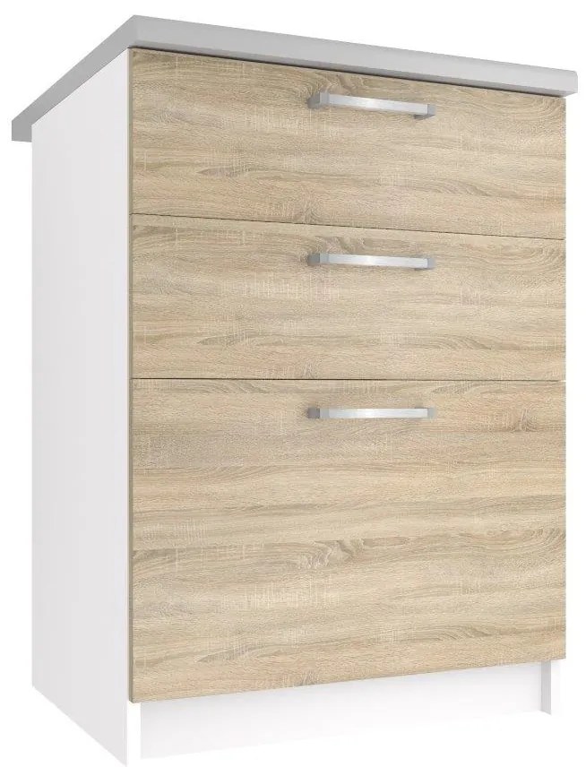 Kuchynská skrinka Belini spodná so zásuvkami 60 cm dub sonoma s pracovnou doskou TOR SDSZ60/1/WT/DS/0/P