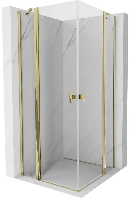 Mexen, Mexen Mist Duo výklopný sprchový kút 70 x 70 cm, transparentný, zlatý - 8A4-070-070-50-00