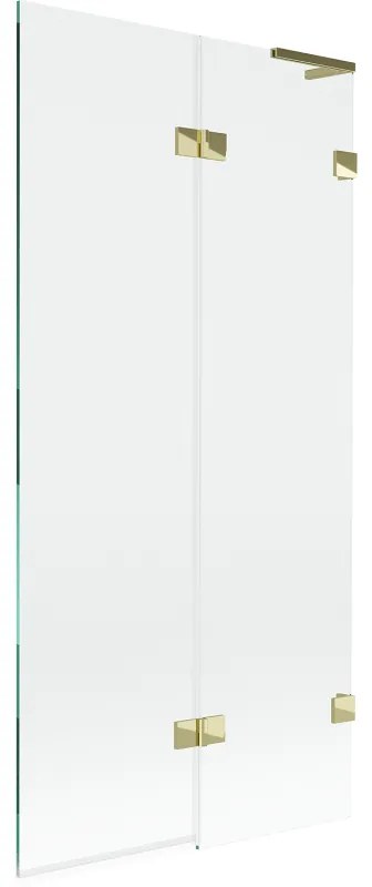 Mexen Lunar L, 2-krídlová vaňová zástena pravá 90 x 150 cm, číre sklo, zlatá lesklá, 897L-090-100-50-00-P