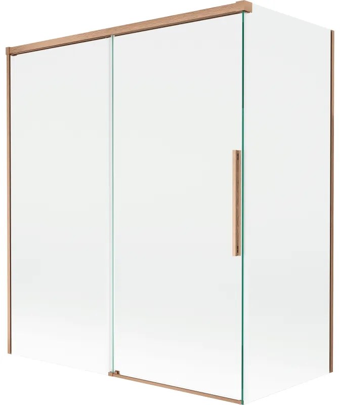 Mexen Rox, 2-krídlová posuvná vaňová zástena 140 + 70 x 150 cm, 8mm číre sklo, medený matný profil, 8C9-140-070-65-00