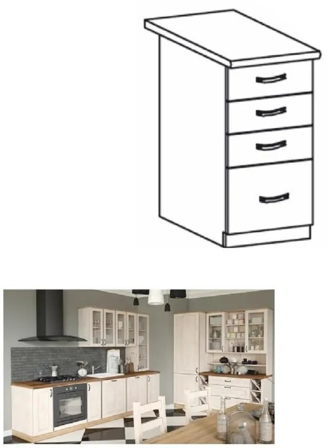 Dolná kuchynská skrinka Regnar D40S4. Vlastná spoľahlivá doprava až k Vám domov. 788744