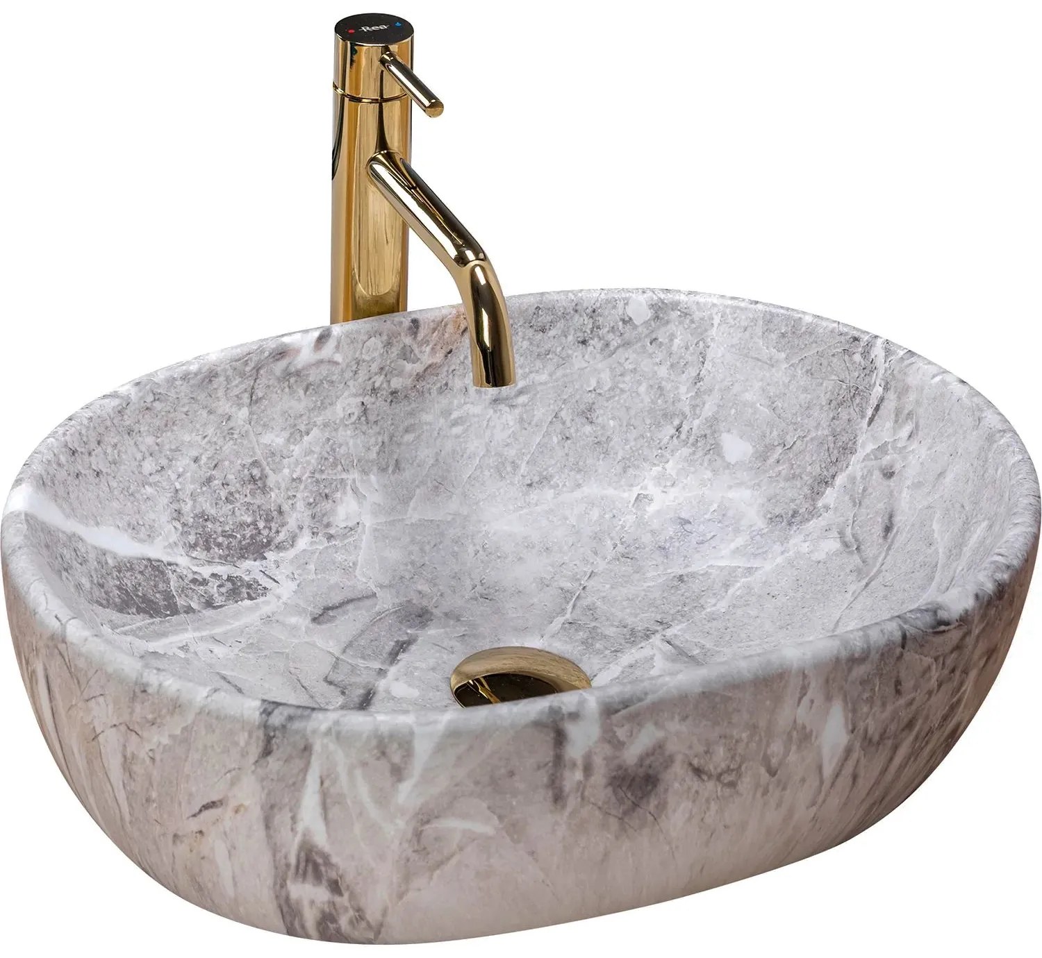 Rea Lara Stone umývadlo, 49 x 35 cm, šedá, REA-U9888 Rea Lara Stone umývadlo, 49 x 35 cm, šedá, REA-U9888