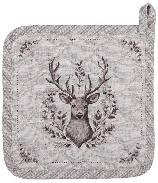 Béžová textilná chňapka - podložka s jeleňom Gentle Wilderness - 20*20 cm