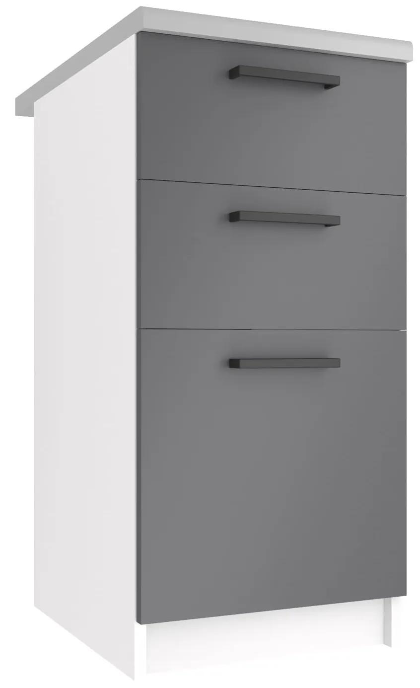 Kuchynská skrinka Belini spodná so zásuvkami 40 cm šedý mat s pracovnou doskou TOR SDSZ40/0/WT/SR/0/B1