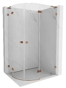 Mexen Lunar, L pravý polkruhový sprchový kút 90 x 70 cm, 8mm číre sklo, profil ružové zlato, 833L-090P-070L-60-00