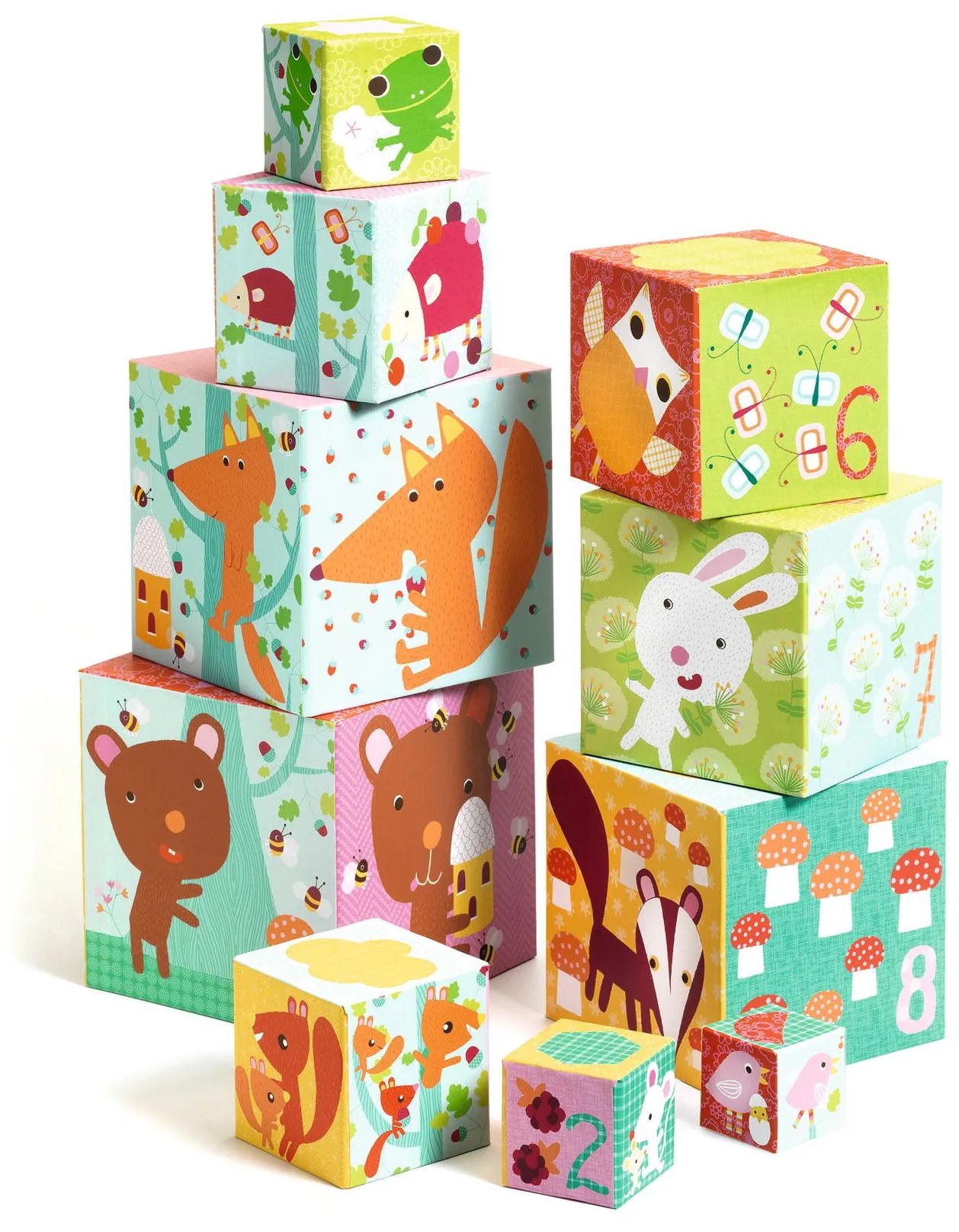 Skladacie kocky pyramída – Lesné zvieratká