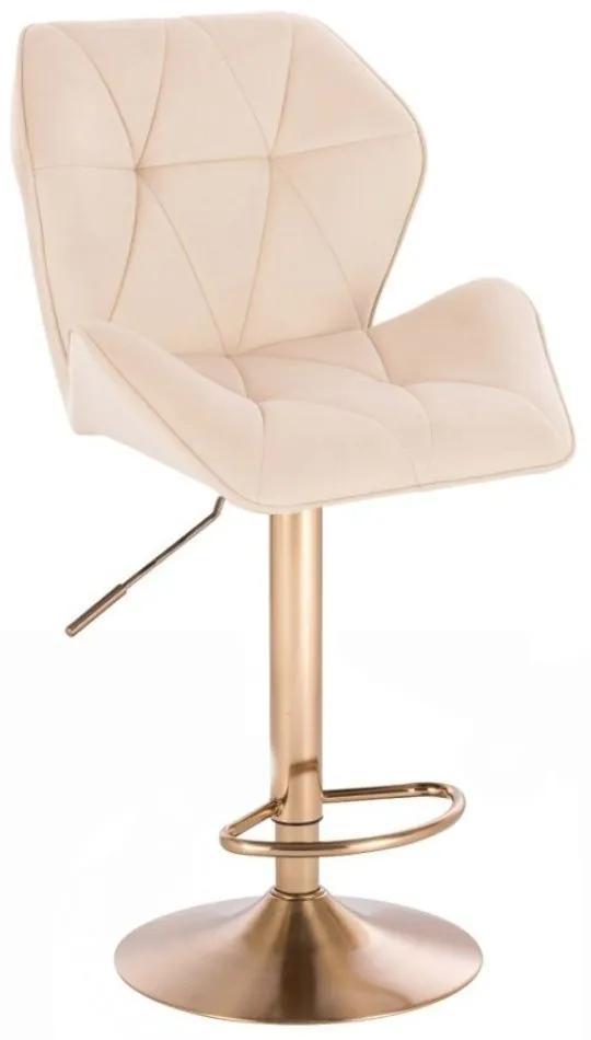 LuxuryForm DESIGN Barová stolička MILANO MAX VELUR na zlatom tanieri - krémová