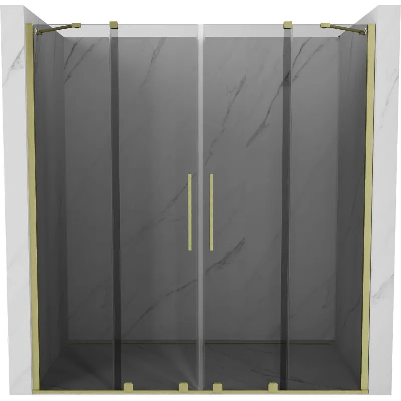 Mexen Velar Duo, posuvné sprchové dvere do otvoru 170 cm, 8mm šedé sklo, zlatá matná, 871-170-000-42-55