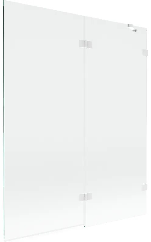 Mexen Lunar, 2-krídlová vaňová zástena pravá 140 x 150 cm, číre sklo, biela, 897-140-100-20-00-P