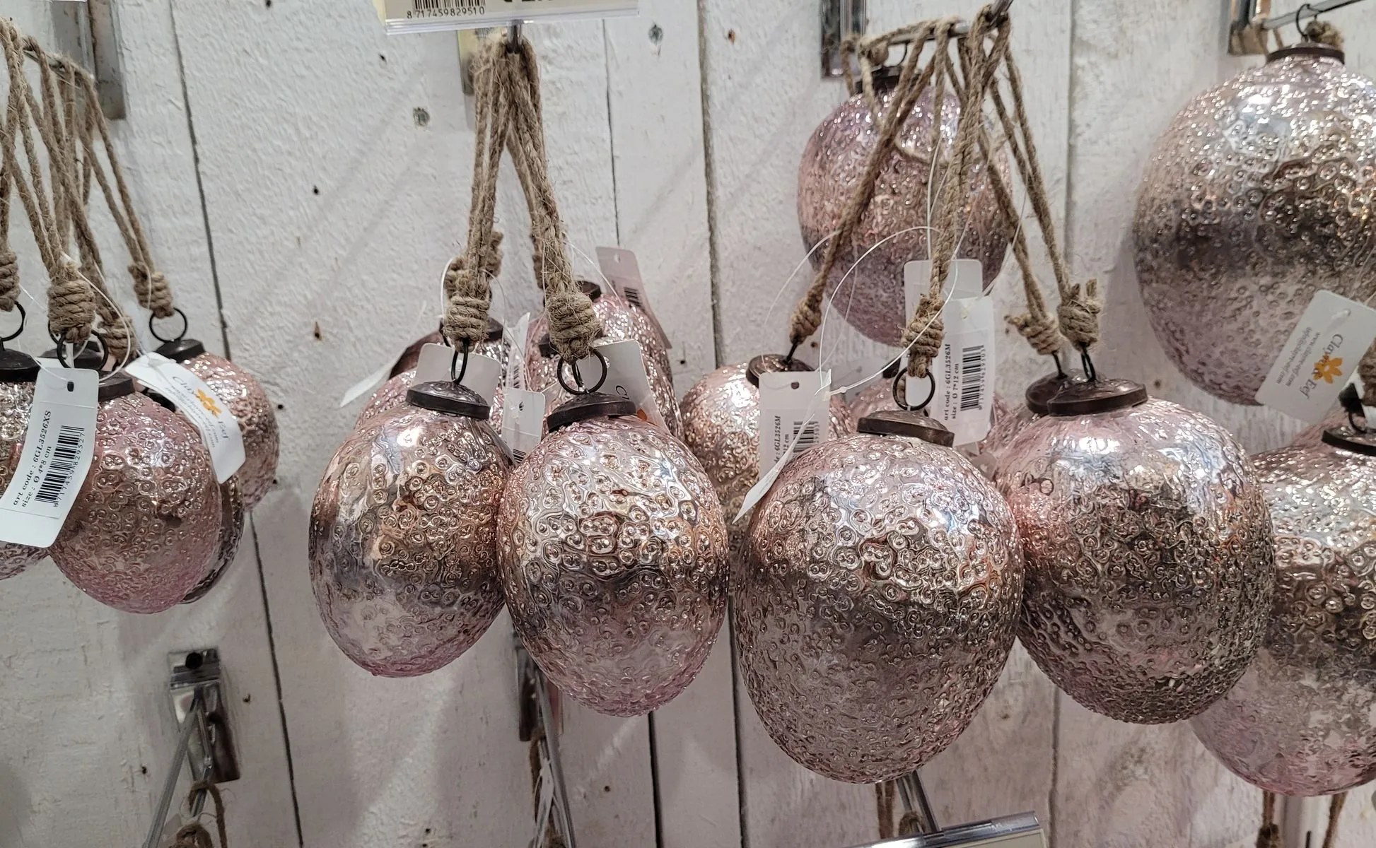 Ružové sklenené veľkonočné vajíčko na jutovom povrázku - Ø 10*16 cm