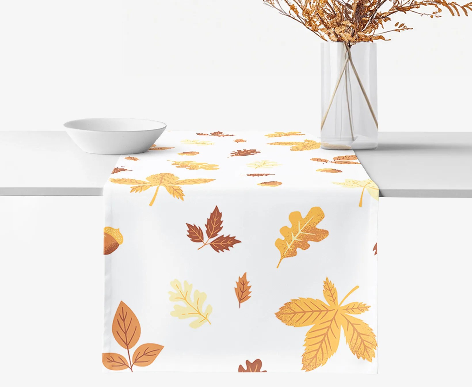 Goldea behúň na stôl 100% bavlnené plátno - jesenné listy 20x120 cm