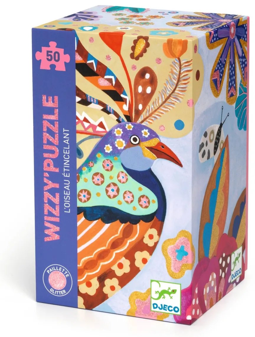 Efektné puzzle - trblietavý vták - 50 ks