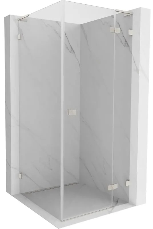 Mexen Lunar L, 1-krídlový sprchový kút, pravý, 90 x 90 cm, 8mm číre sklo, brúsená oceľ profil, 834L-090-090-97-00-P