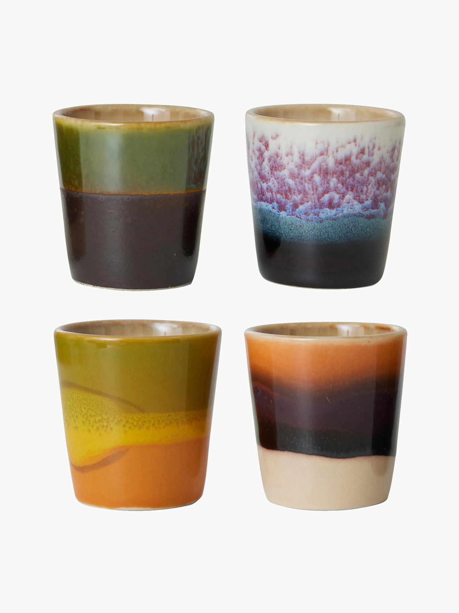 Ručne vyrobené stojany na vajíčka's reaktívnou glazúrou 70's, 4 ks