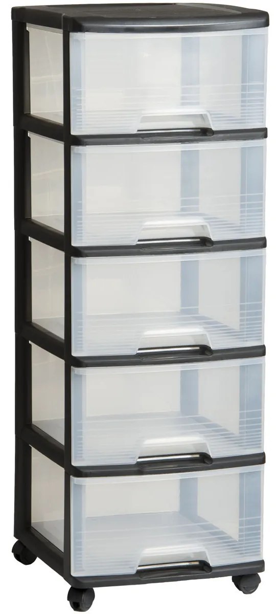 Curver Regálik sa Šuplíky čierny 5x20