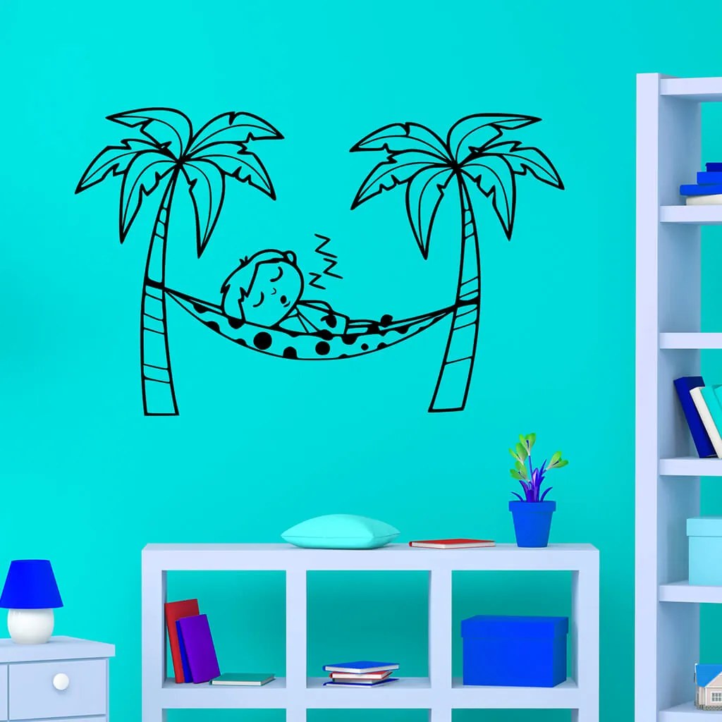 Veselá Stena Samolepka na stenu na stenu Chlapček v sieti Farba: černá