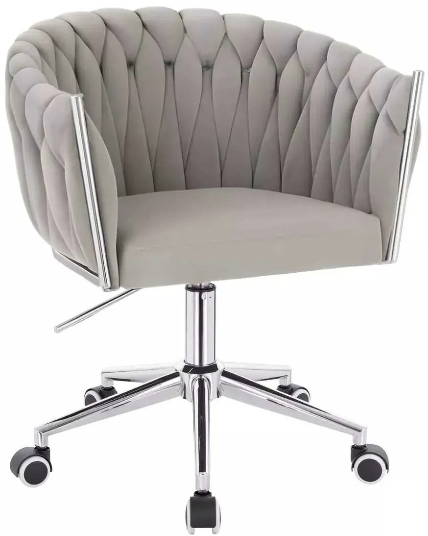 LuxuryForm DESIGN Stolička NORDEN VELUR na striebornej podstave s kolieskami - svetlo šedá