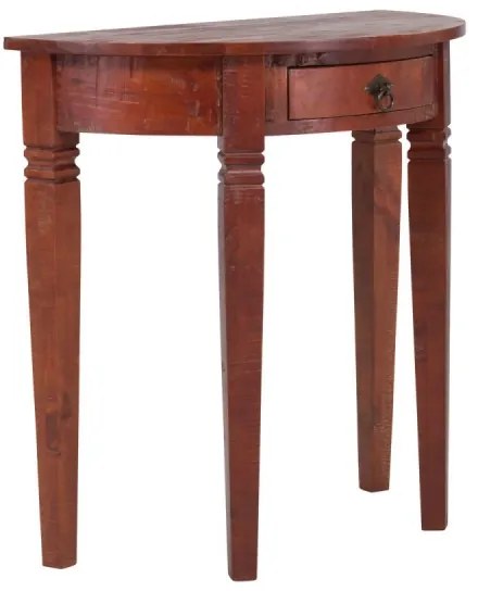 furniture-nabytek.cz - Masívny konzolový stôl Catana z borovice, hnedý, lakovaný – guľatý