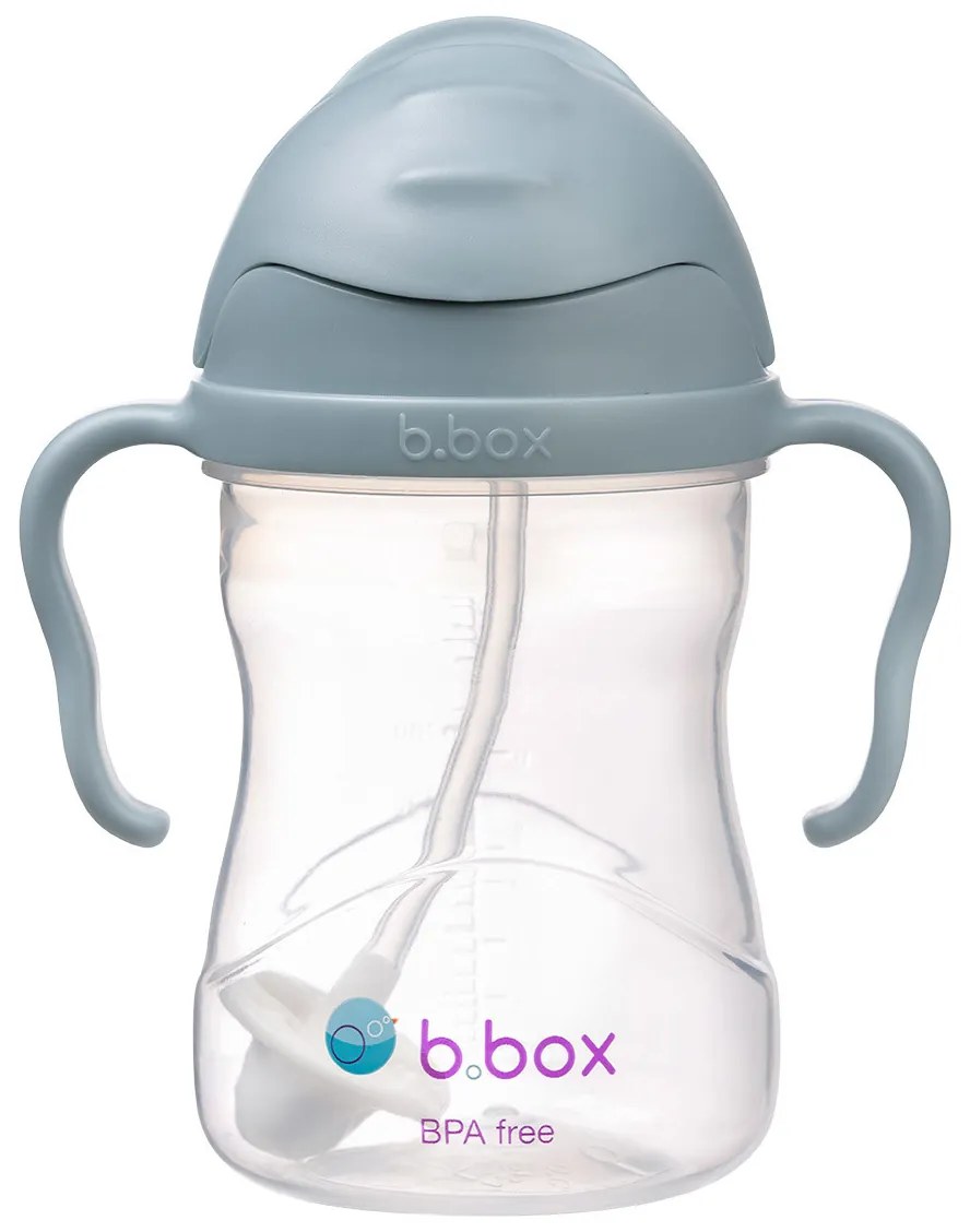 Hrnček so slamkou - modrý 240 ml