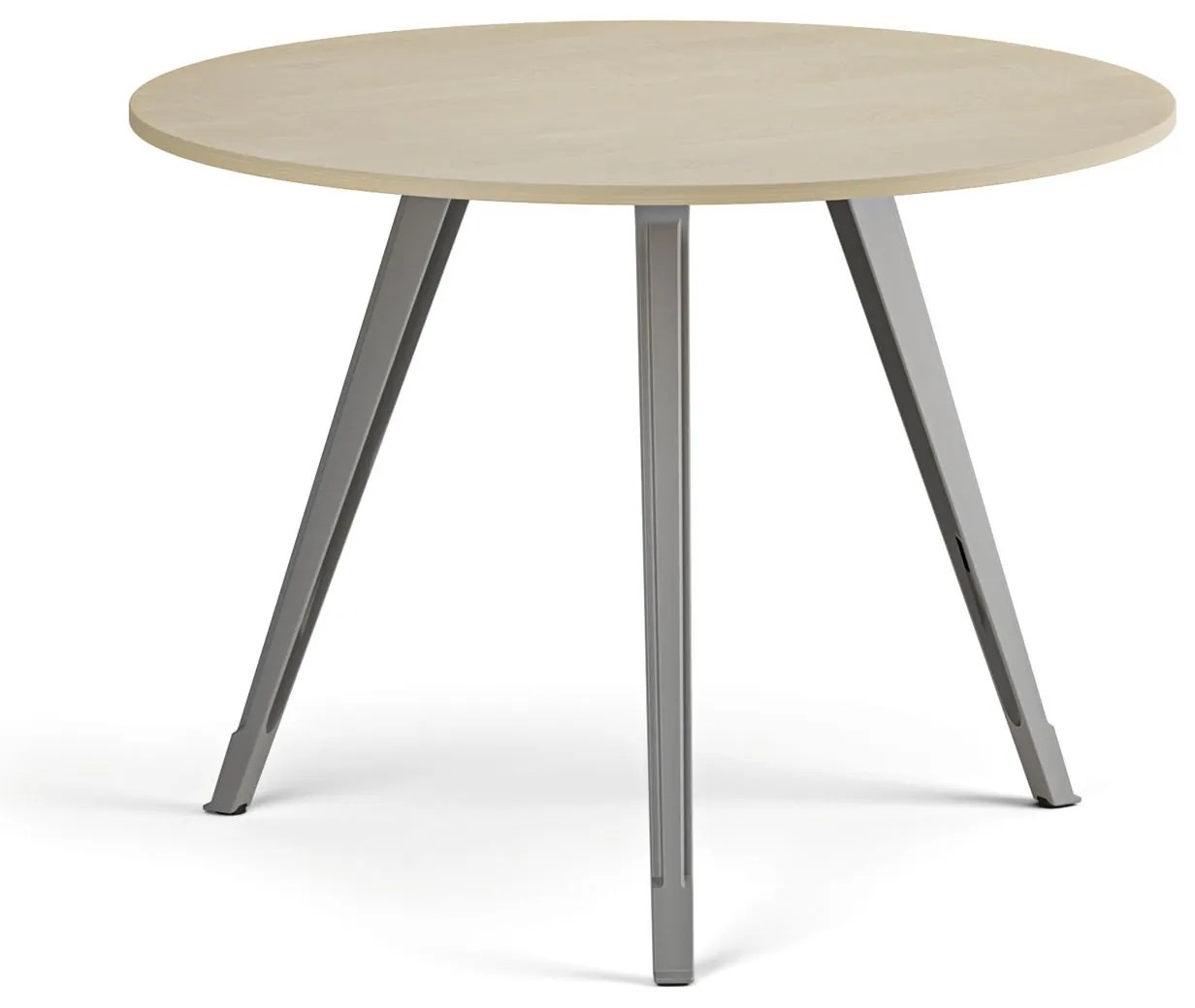 Konferenčný stôl PRIMO ZEN, priemer 100 cm, sivostrieborná podnož, breza