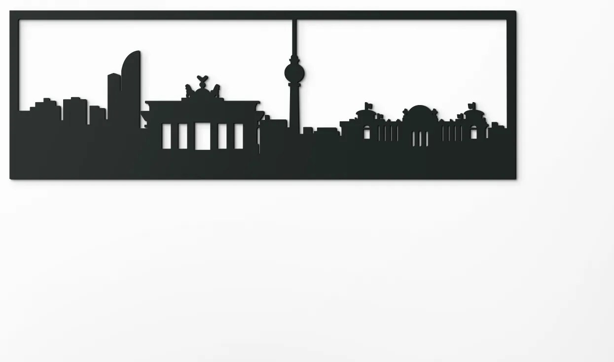 drevko Obraz Berlín panoráma Rozmer obrazu: 29,5 x 89 cm, Farba dekorácie: Čierna