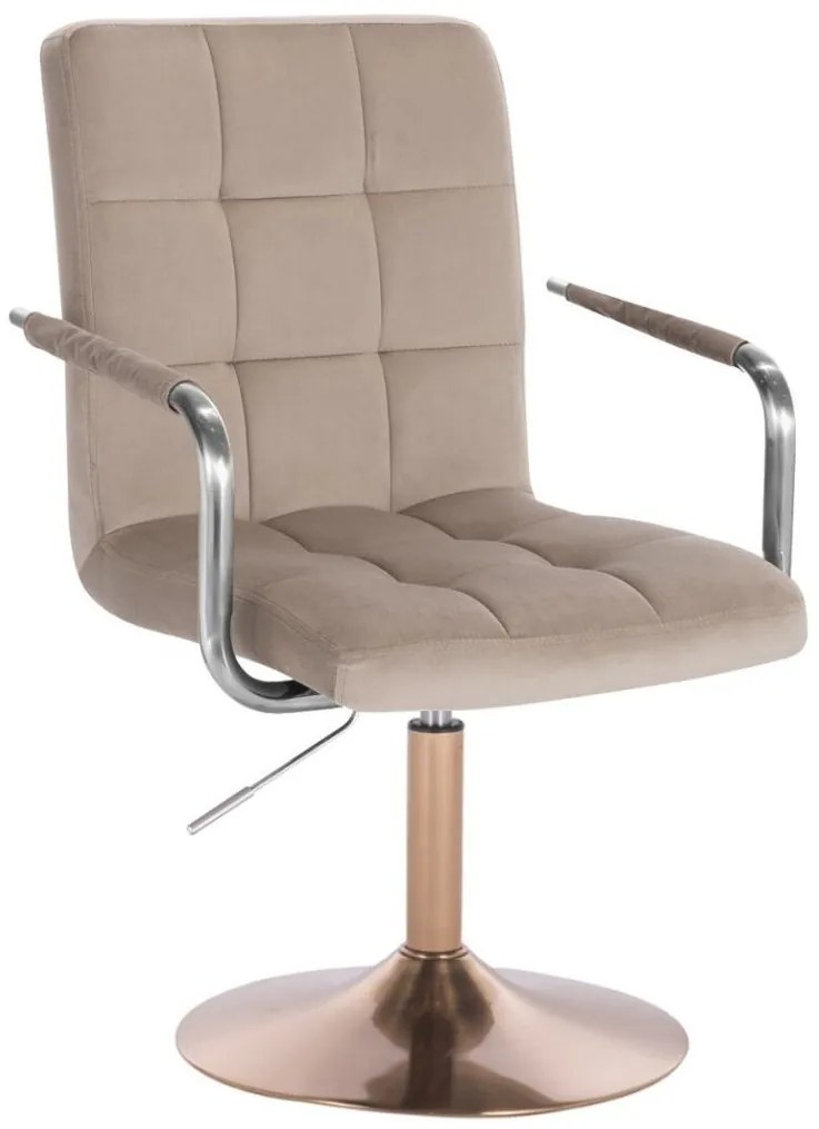 LuxuryForm DESIGN Stolička VERONA VELUR na zlatom tanieri - latte