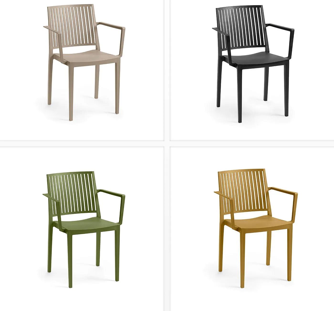 Plastové kreslo s podrúčkami HELSINKY (rôzne farby) olivová