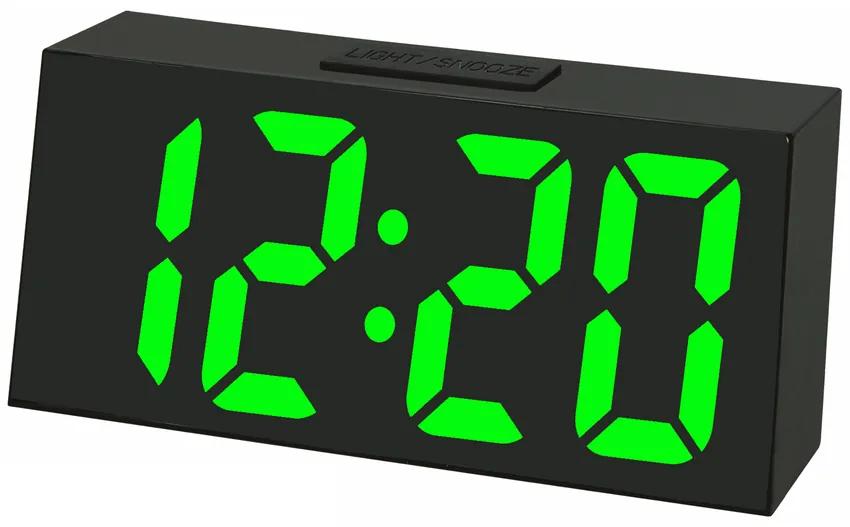 Digitálny budík do siete so zelenými LED svietiacimi číslami JVD SB3628.1