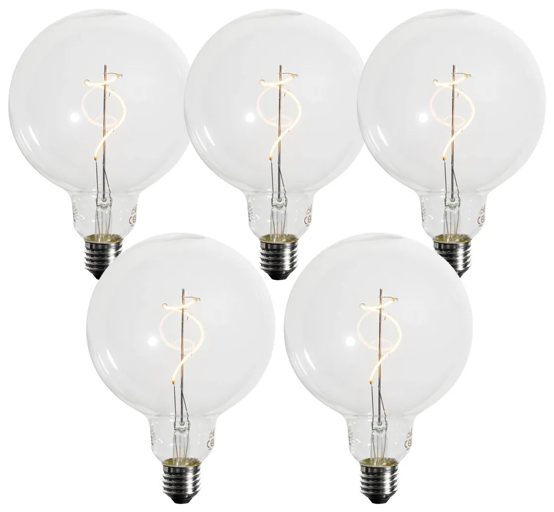 Sada 5 stmievateľných LED žiaroviek E27 so špirálovým vláknom G125 4W 270 lm 2200K