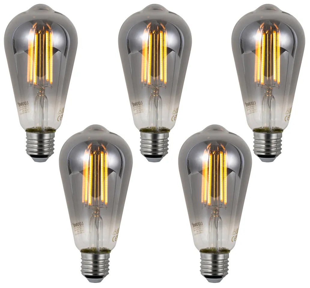 Sada 5 ks Inteligentné stmievateľné LED žiarovky E27 ST64 dymové 4,9 W 150 lm 1800 K