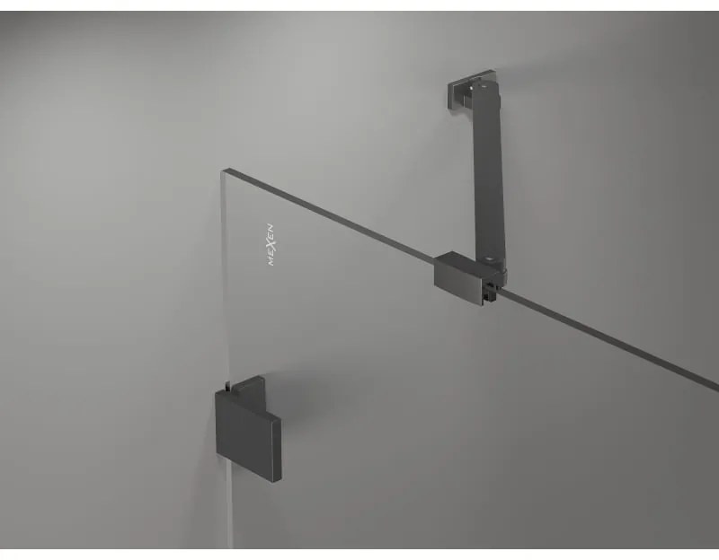 Mexen Lunar-B, sklápací sprchový kút ľavý 85 x 70 cm, 8mm číre sklo, profil grafit brúsený, 832-085-070-66-00-L