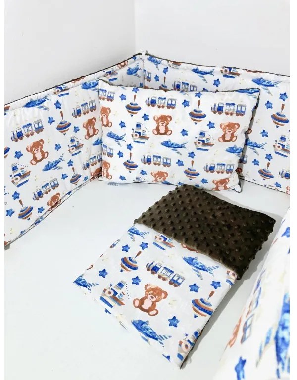 INTERMEDIC SK Set Intermedic do postieľky Macko s vláčikom/minky hneda